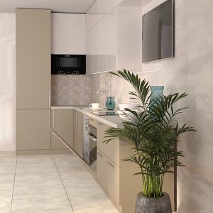 White Beige Modern Kitchen Minimalism